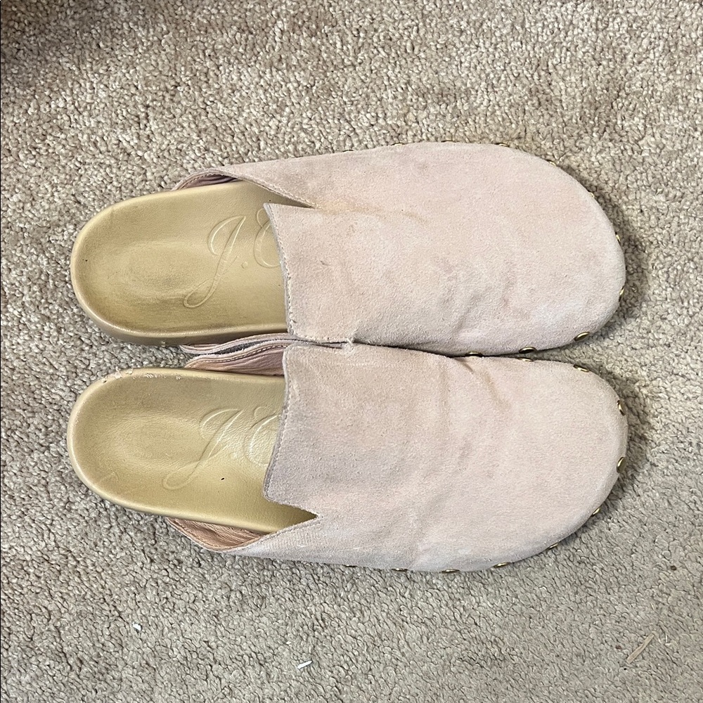 J. Crew Pacific Studded Marlow Mules Clogs in Almond Biscotti Size 9